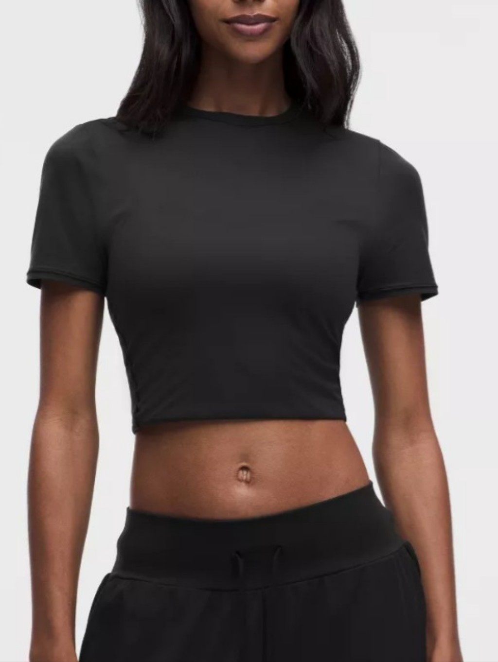 Lululemon Wundermost Nulu Cropped T-Shirt Black Euc